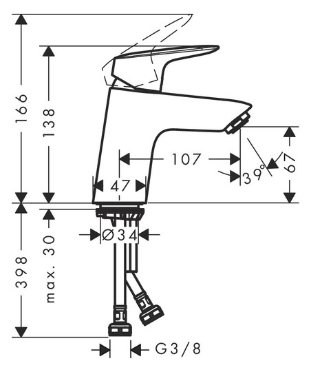 hansgrohe Waschtisch-Einhebelmischer Logis 70 CoolStart ohne Ablaufgarnitur, chrom