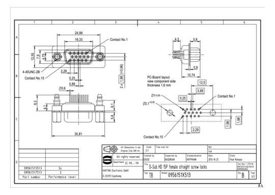 HART D SUB HD FE STR 15P     09561515513 