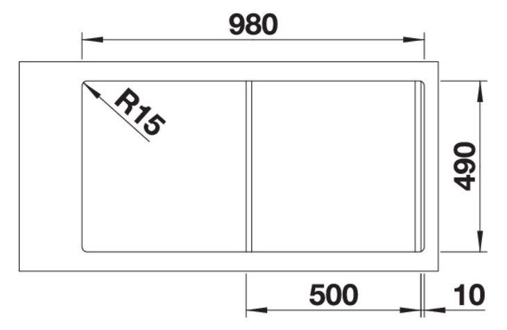 Blanco Spüle DIVON II 5 S-IF 100 x 51 cm, Edelstahl Seidenglanz, Becken links, mit Ablauffernbedienung