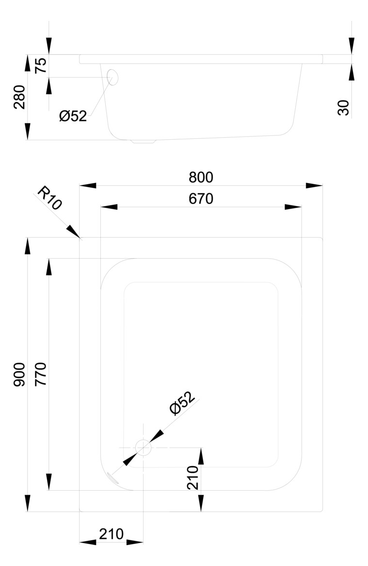 Duschwanne BetteDelta 90x80x28cm, manhattan