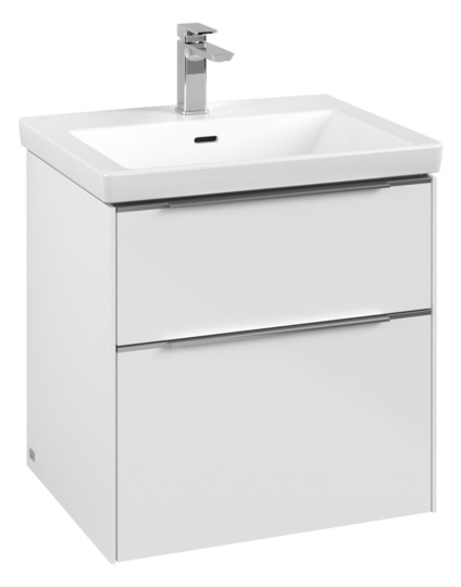 V&B Waschtisch-Unterschrank Subway 3.0 57,2x57,6x47,8cm, ohne LED/Griff Aluminium glänzend, brilliant white