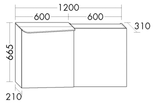 Burgbad Spiegelschrank Badu 120 x 66,5 x 31 cm, Thermo, 2 Türen, horizontale LED-Beleuchtung