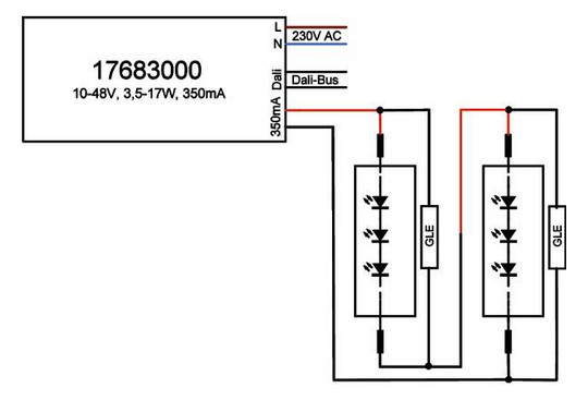 LED-Steuerung 3,5-17W 350mA 48,5V IP20 DALI Dimmung DALI Kstgeh dyn