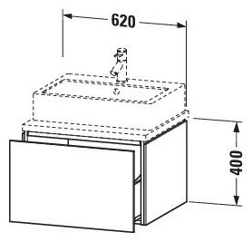 Duravit Waschtisch-Unterschrank L-Cube 62 x 54,7 cm, graphit matt, für Konsole, 1 Auszug