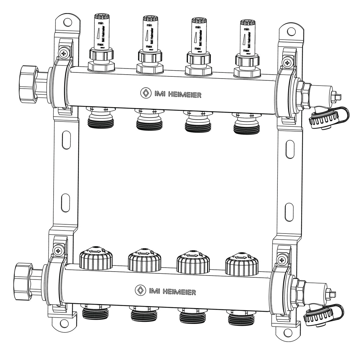 Heimeier Fußboden-Heizkreisverteiler Dynacon 150 11 Heizkreise, mit automatischer Durchflussregelung