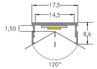 Anbauprofil alu Alu 2000x17,5x8,6mm