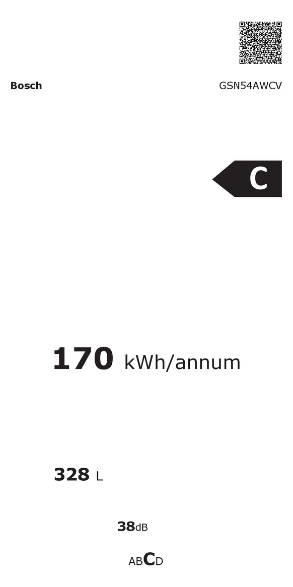 Gefrierschrank 328l C 170kwh 38dB ws NoFrost 5Korb B700xH1760mm Warnsignal: