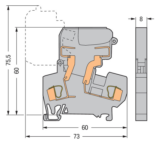 Sicherungs-Reihenklemme Serie 281 10A 0,08-4qmm G-Sich 5x20mm schwenkb