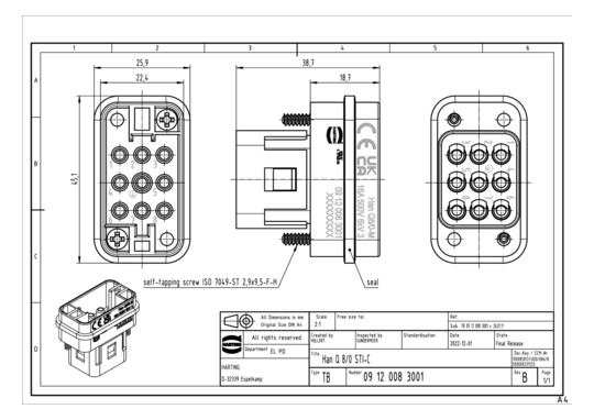 HART Stifteinsatz HAN Q8/0   09120083001 