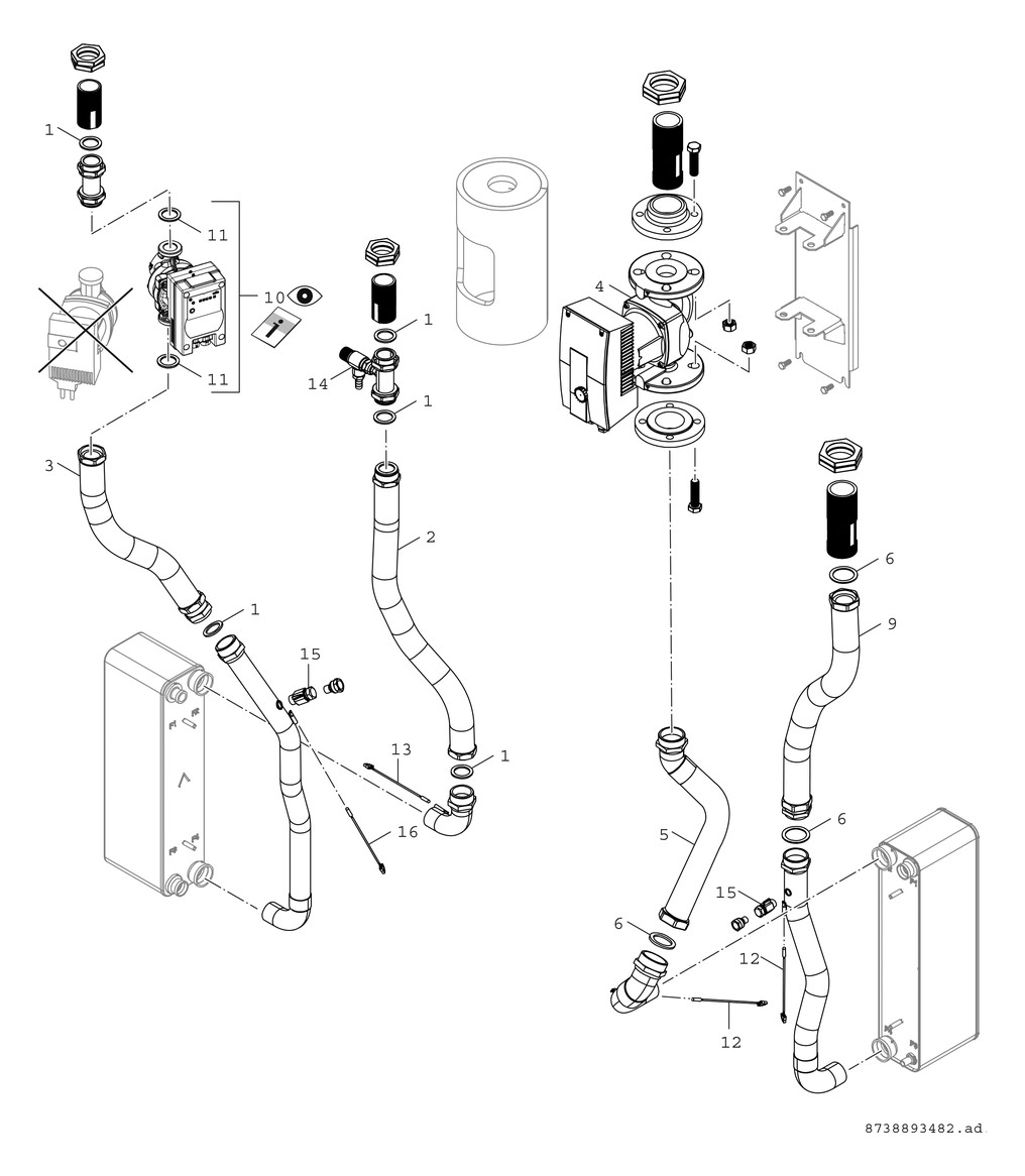 BOSCH Sole/Wasser/Erdwärmepumpe SupraEco T T 380-2, 38 kW, Kompakt, 2-stufig