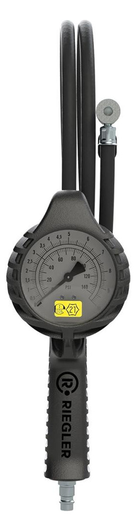Bild Hand-Reifenfüllmesser mit Hebelstecker, drehbar, geeicht, Manom. Ø80mm, 0-12bar/ - RIEGLER-1