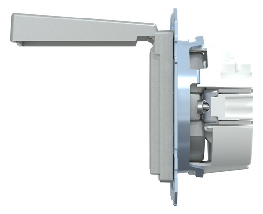 Steckdose 1f alu mt System M UP Klappd IP20