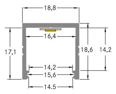 Anbauprofil alu Alu 2000x18,8x17,1mm