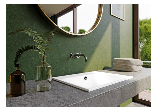 Kaldewei Einbau-Waschtisch SILENIO 3038, 90 x 46 cm, cool grey 90 Perl-Effekt, ohne Überlauf, 1 Hahnloch