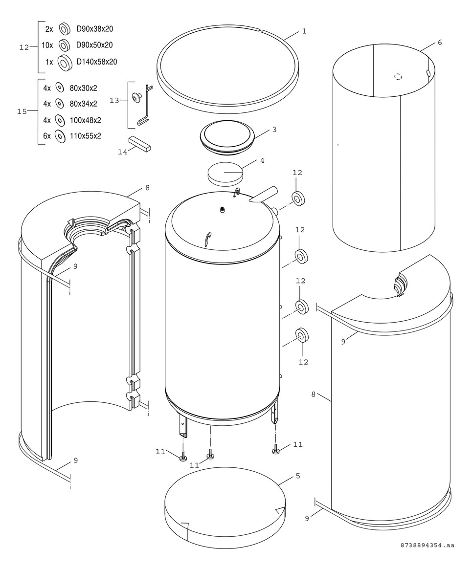 BOSCH Pufferspeicher Stora BH 750-6 1 B, 750 l, für Wärmepumpe, silber