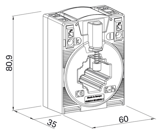 Aufsteckstromwandler Serie 855 Kl=1 5VA 150A/5A m.Berührungss Schnappbef
