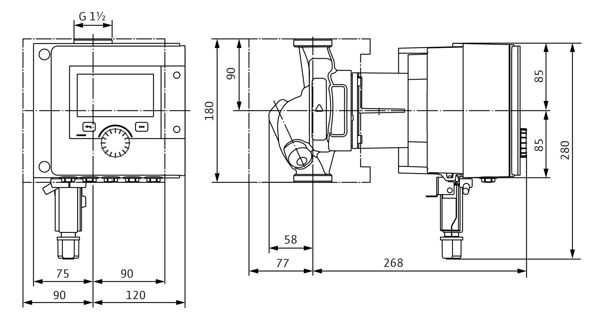 Wilo Nassläufer-Pumpe Stratos MAXO 25/0,5-10, G 1 1/2, PN 10, Verschraubung