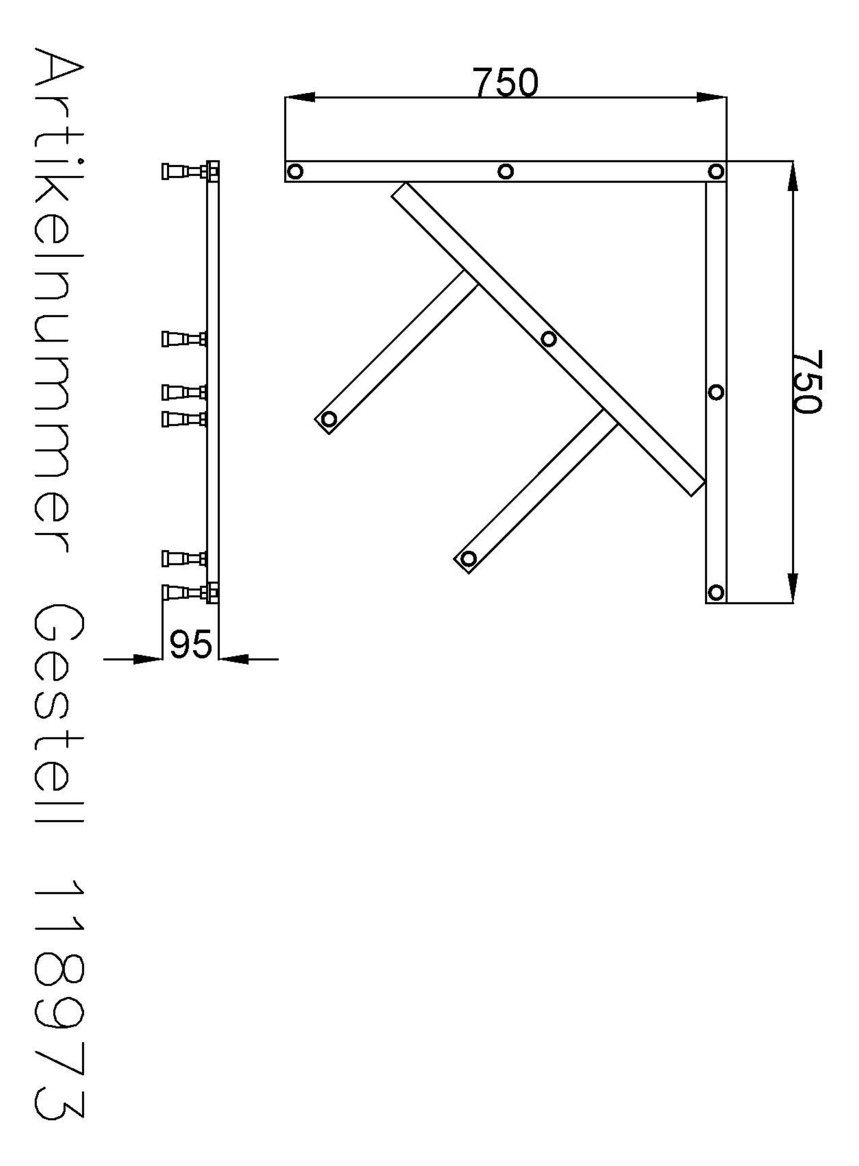 Hoesch Untergestell Muna für Viertelkreis 80 x 80 cm Hoesch Untergestell Muna für Viertelkreis 80 x 80 cm