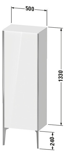 Duravit Halbhochschrank XViu 50x36x133cm, champagner matt, Tür rechts, Eiche natur