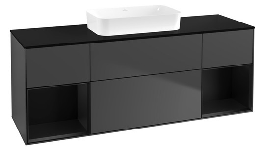 V&B Waschtisch-Unterschrank Finion 160x60,3x50,1cm, Regal Black matt lacquer, Anthracite matt