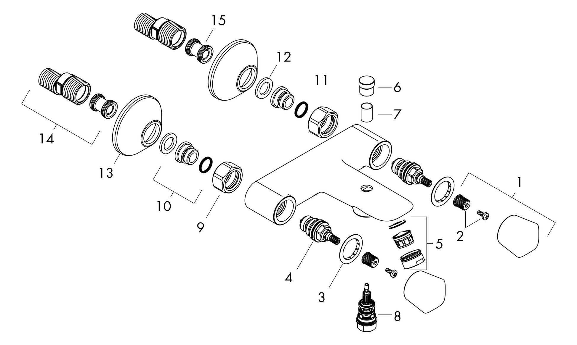 hansgrohe Zweigriff-Wannen-Armatur Logis AP, 2 Verbraucher, chrom