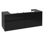 V&B Waschtischunterschrank Collaro 140x54,8x50cm, Waschtisch mittig, black matt laquer