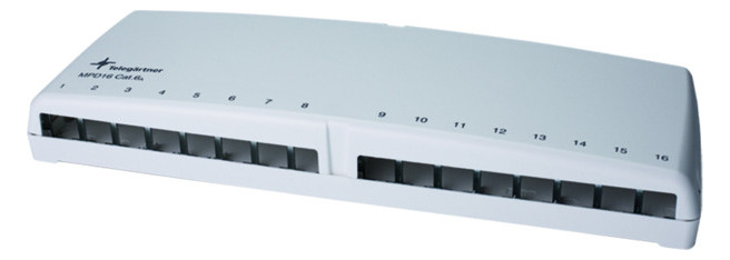 Patchpanel 16Ports Wandmont Schirm RAL9001 110x325x43,5mm