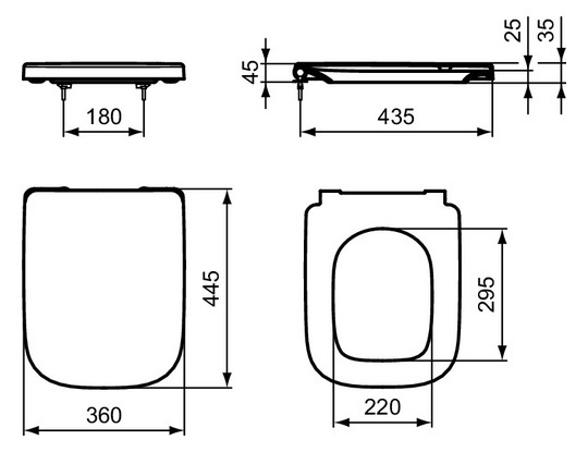 Ideal-Standard Wandtiefspül-WC-Paket i.life A ohne Spülrand, 36x54,5x33,5cm, weiß