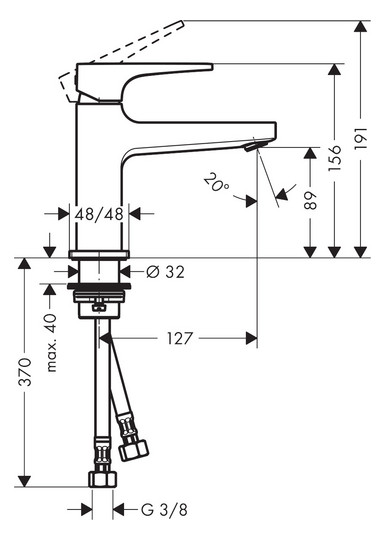 hansgrohe Waschtisch-Einhebelmischer 100 Metropol mit Hebelgriff, Push-Open-Ablaufgarnitur, Ausladung 127mm, brushed bronze