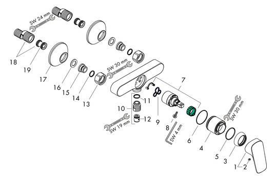 hansgrohe Brause-Einhebelmischer Logis AP, 1 Verbraucher, chrom