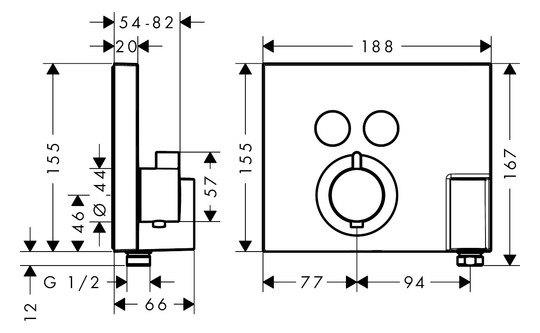 hansgrohe Fertigmontageset ShowerSelect UP-Thermostat, 2 Verbraucher, mit Schlauchanschluss und Brausehalter, chrom