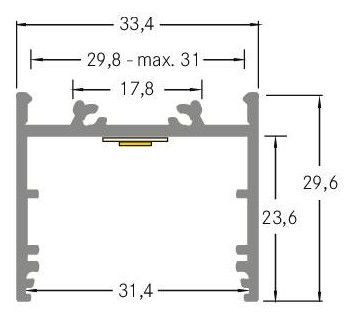 Anbauprofil ws Alu 100x33,4mm Anbauprofil ws Alu 100x33,4mm