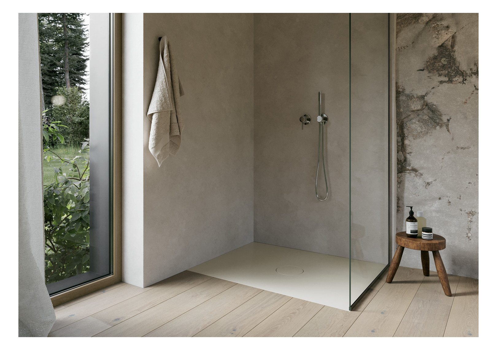 Bette Duschfliese Antirutsch Pro BetteAir 1000 x 900 mm, cream, Rechteck, glasierter Titan-Stahl, mit Minimum-Täger