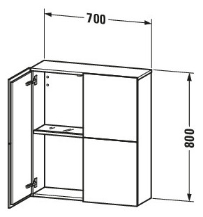 Duravit Halbhochschrank L-Cube 70x24,3x80cm, 2 Türen, eiche natur