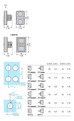 Drucktaster Front 2f sw/ws Ø22,5mm IP66 rechteck Tastend