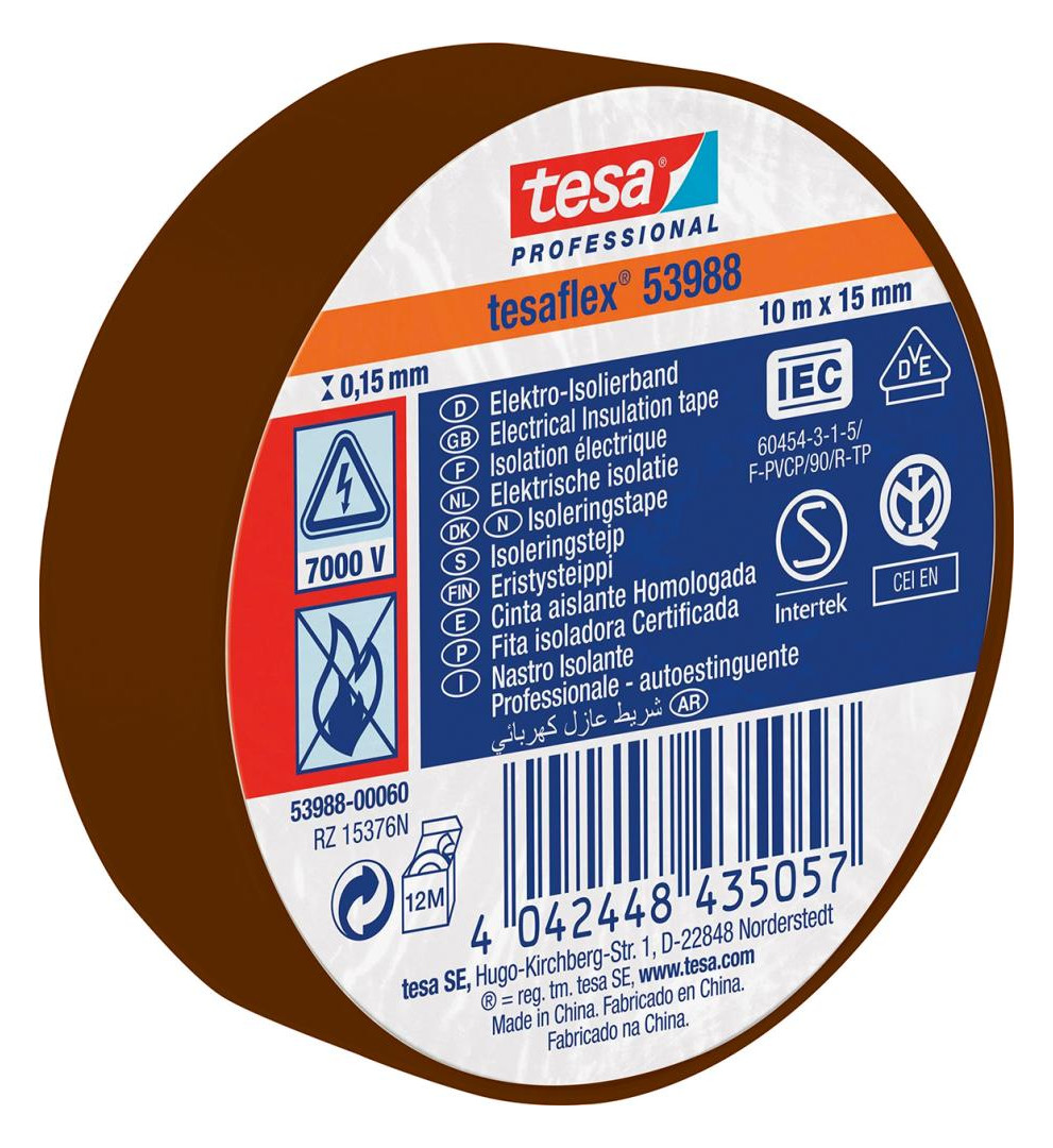 Bild PVC-Elektroisolierband 20m x 19mm, braun - tesa-0