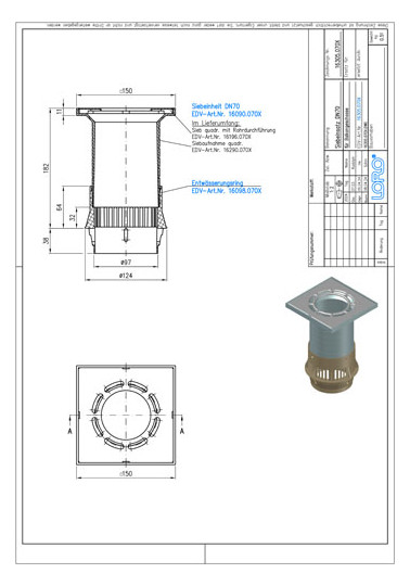 LORO Siebeinheit Serie H DN 70, für Balkongeschosse