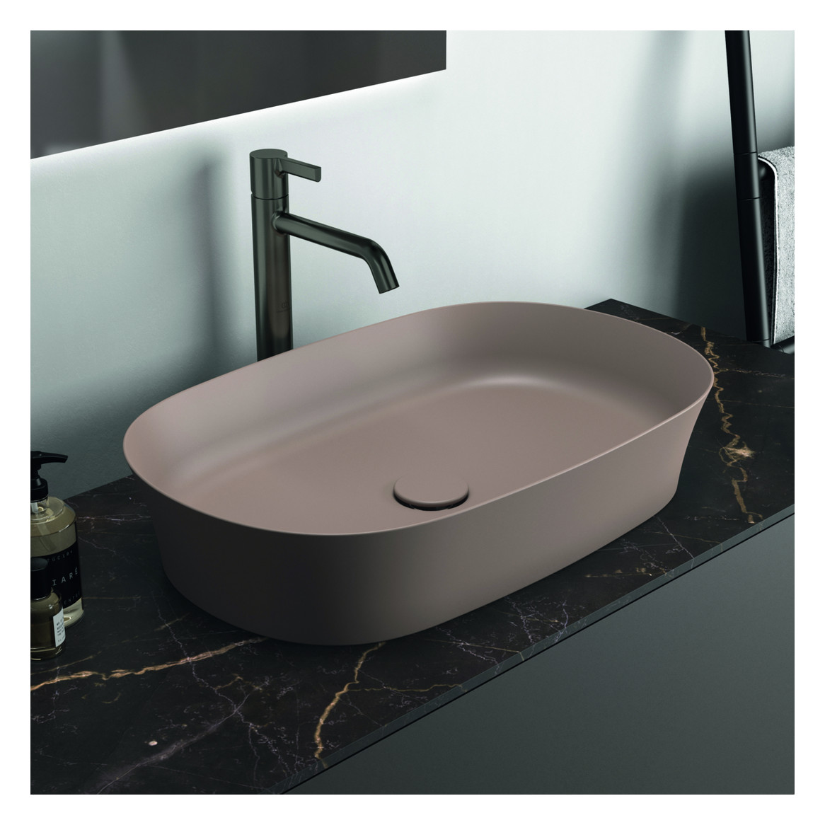 Ideal-Standard Waschtisch-Einhebelmischer Joy Ausladung 170mm, mit verlängertem Sockel, ohne Ablaufgarnitur, magnetic grey