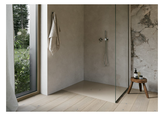 Bette Duschfliese Antirutsch Pro BetteAir 1000 x 900 mm, bahama beige, Rechteck, glasierter Titan-Stahl, mit Minimum-Täger