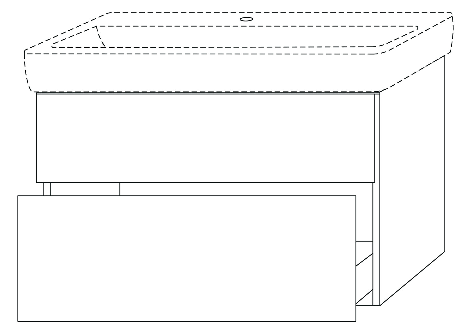 SA Waschtischunterbau mit Auszügen 3way (BS881) 588x940x447 Weiß-Glanz