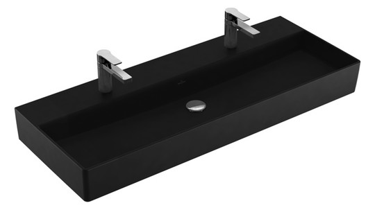 V&B Waschtisch Memento 2.0 120x47cm, 2xHahnloch, ohne Überlauf, ebony C-plus