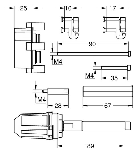 GROHE Verlängerung 14056 für EHM-FMS für Rapido SmartBox 25mm