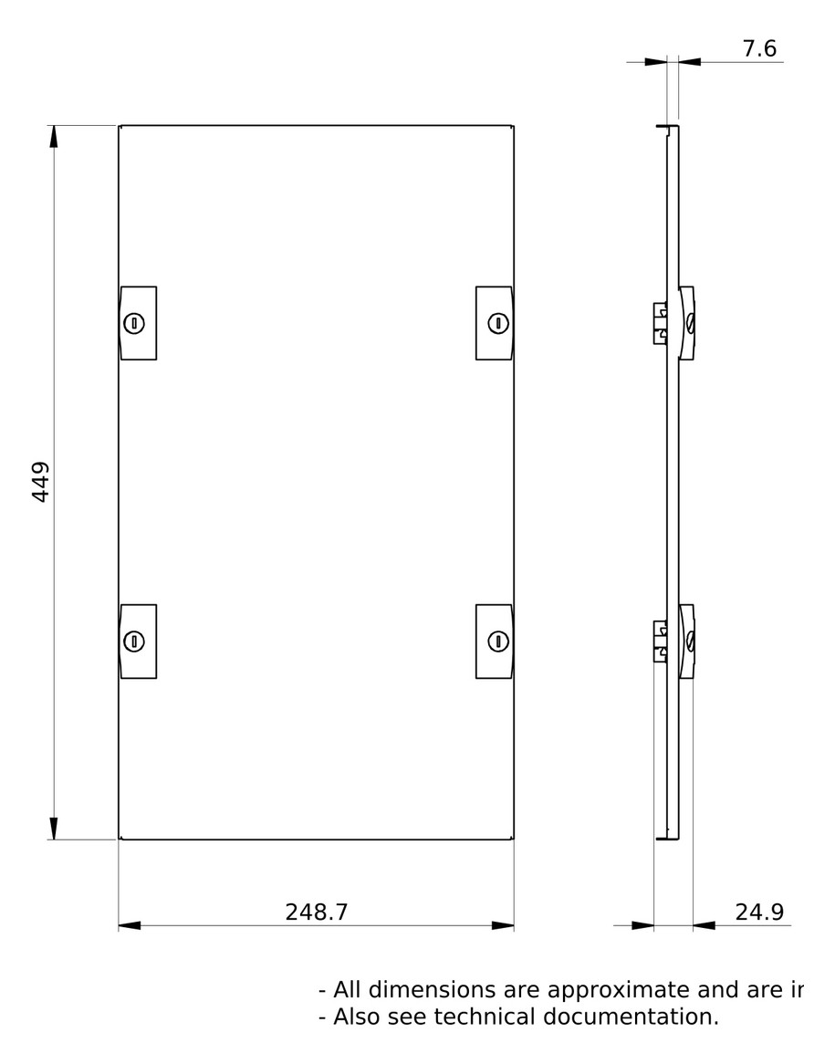 Schrank-Frontplatte 9HE B250xH450mm ST pulverbesch