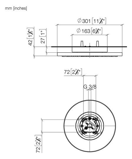 Dornbracht Regenbrause d= 300mm, für Deckenanbindung, Messing gebürstet