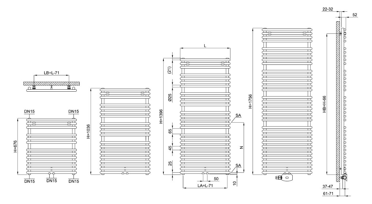 Bemm Elektro-Badheizkörper Cobo 1 676 x 601 mm, silbermetallic