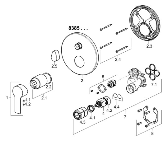 HANSA Fertigmontageset HANSALIGNA UP-Wannen-Einhebelmischer, Rosette rund, chrom