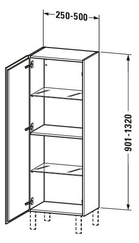 Duravit Halbhochschrank L-Cube individual, Tür links, eiche schwarz