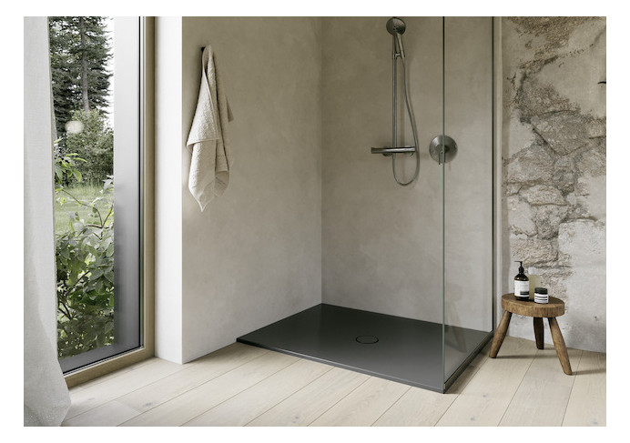 Duschfläche BetteFloor 5491 100x80cm, Glasur, Mini-Wannenträger, slate