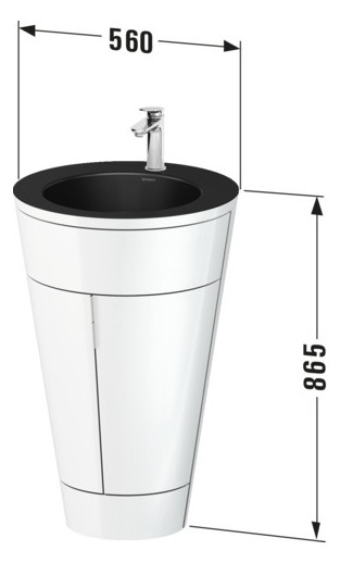 Duravit Waschtisch-Unterschrank c-bonded Set Starck 1 56x86,4x60,5cm, stehend, Griff diamantschwarz, schwarz hochglanz
