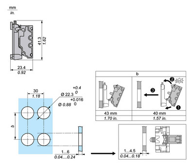 Hilfsschalterblock 2S 3A/AC Flachsteck